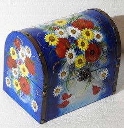 Cufaras din lemn pictat manual cu flori de camp (II)