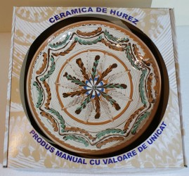 Farfurie ceramica, unicat, in cutie, Horezu, 25 cm