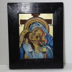 Icoană Maica Domnului și  Iisus pe cruce