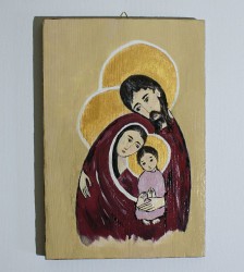 Sfanta familie, pictura pe lemn, cu foita de aur