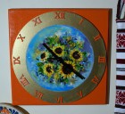 Ceas de perete pictat Floarea Soarelui (portocaliu)
