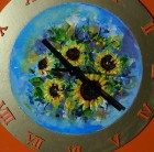 Ceas de perete pictat Floarea Soarelui (portocaliu)