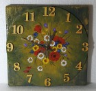 Ceas de perete pictat manual, flori de câmp