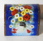 Cufaras din lemn pictat manual cu flori de camp (II)