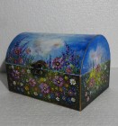 Cufăr pentru bijuterii pictat manual „Cosmos Garden”