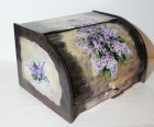 Cutie depozitare paine pictata manual, flori de liliac