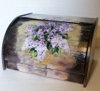 Cutie depozitare paine pictata manual, flori de liliac
