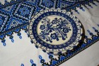 Față de masă imprimată motiv tradițional 160x160 cm albastru