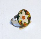 Inel handmade „Narcisă albă” – pictat manual