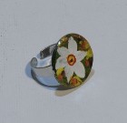 Inel handmade „Narcisă albă” – pictat manual