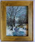 Peisaj rural de iarna, pictura 24x30 cm