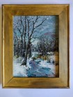 Peisaj rural de iarna, pictura 24x30 cm