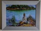 Pescar în apus 49x39 cm