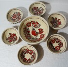 Set castroane ceramica traditionale 1+6, Transilvania (rosu)