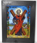 Sfântul Andrei – icoană tradițională românească pictată pe sticlă